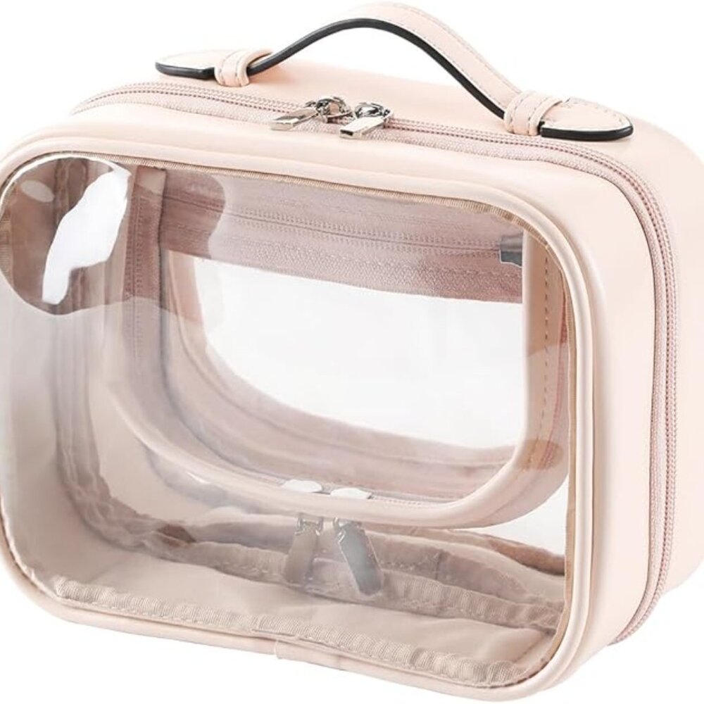 Transparent Pink Cosmetic Bag
